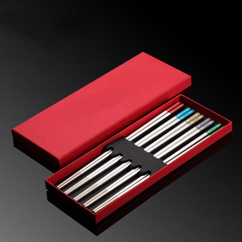 

ZISIZ 304 Stainless Steel Colorful Chopsticks Gift Set