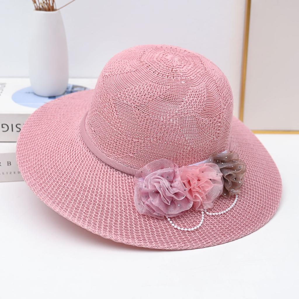 Summer new women's big edge straw hat bow breathable sunscreen sun hat outdoor UV protection sun hat