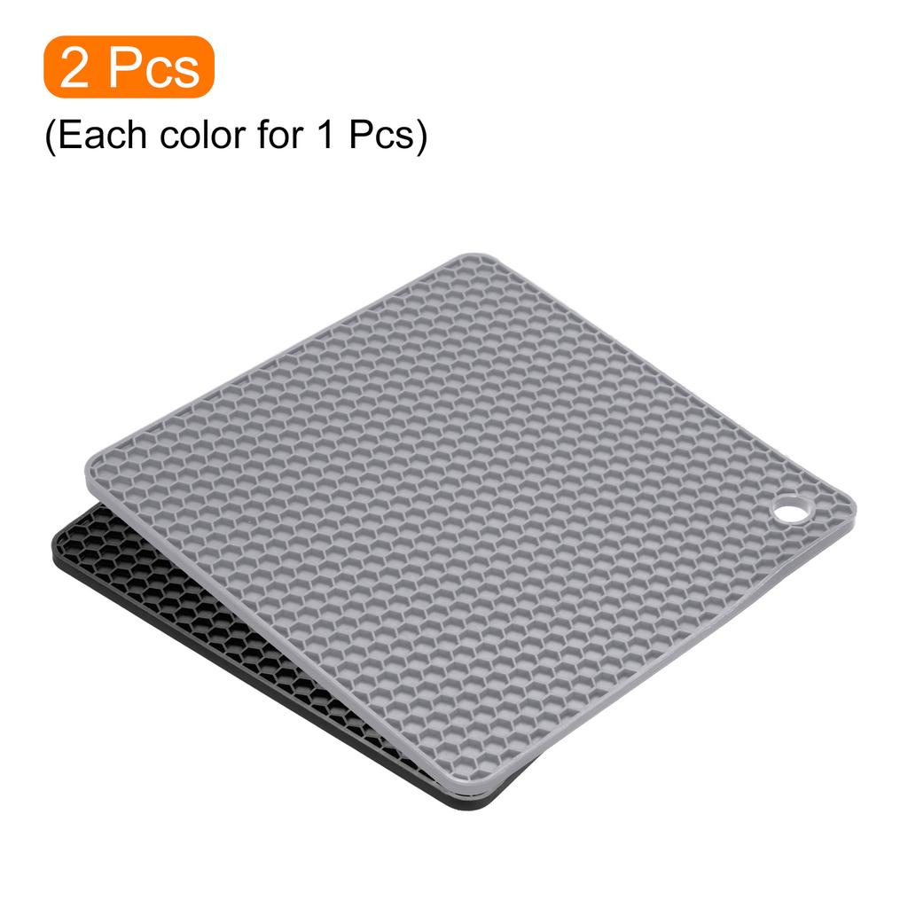 2pcs Uxcell Dish Drying Mat Set 18 X 18 Cm Silicone Reusable Drain Pad Heat Resistant Suitable for Kitchen Counter Fridge Drawer