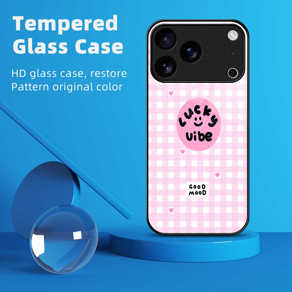 For iPhone 17 Pro Case PC TPU Tempered Glass Pattern Printing Phone Back Cover