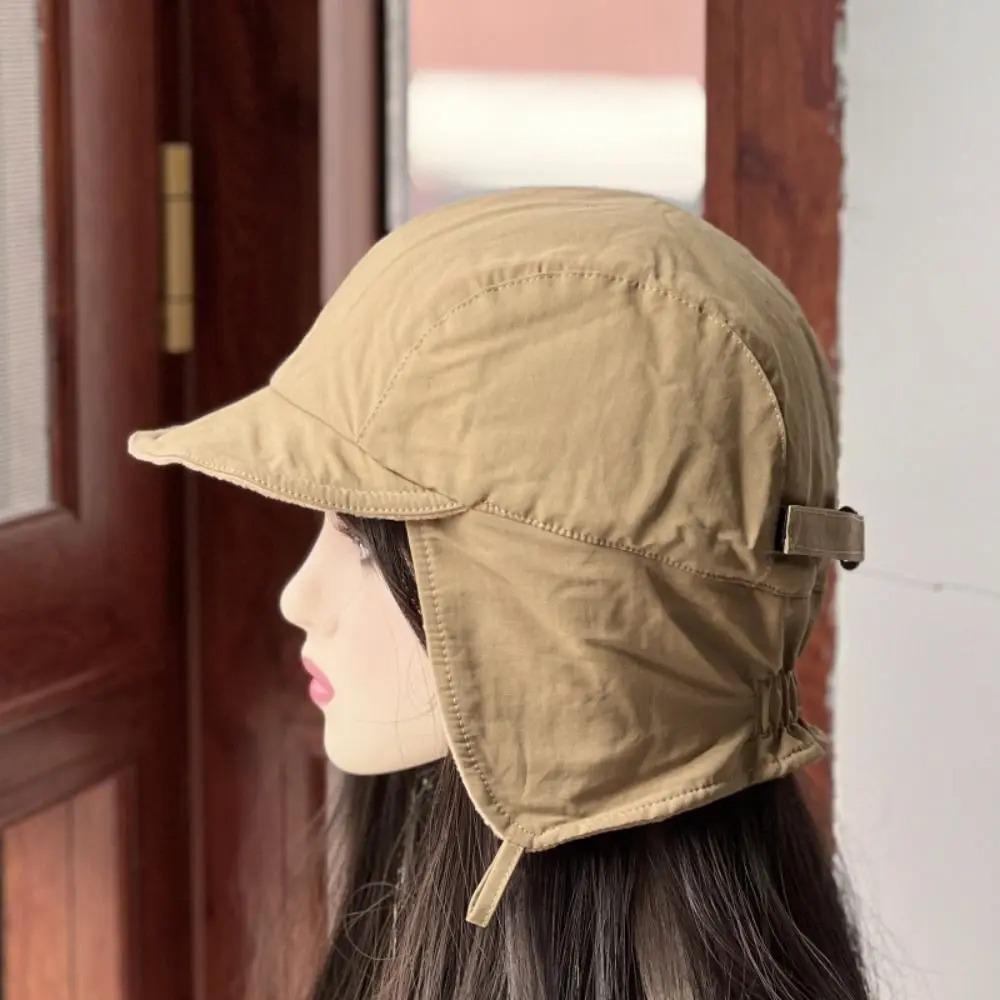 1pc Winter Warm Retro Bomber Hat for Women,outdoor Windproof Casual Solid Color Ear Protection Fleeced Pilot Cap Earflap Bonnet