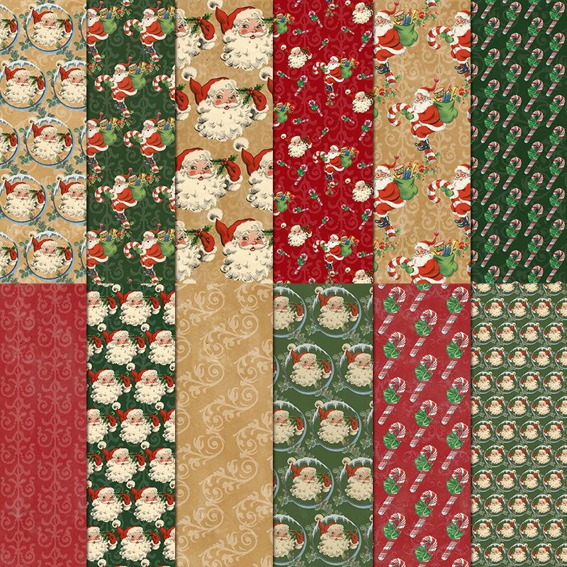 24pcs Craft Paper Merry Christmas Scrapbook Paper Pad 6x6inch Assorted Pattern Decoupage Cardstock Paper DIY Decorative Cardmaking Supplies