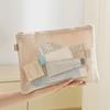 Multi-purpose Storage Bag Beige Mesh Material Mesh Storage Pouch Lightweight Design Zipper Closure Coin Purse Sundries Storage
