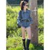 Korean-Style High-Waisted Denim Romper Shorts - Trendy Wide-Leg Slimming Women's Jumpsuit for Spring & Autumn