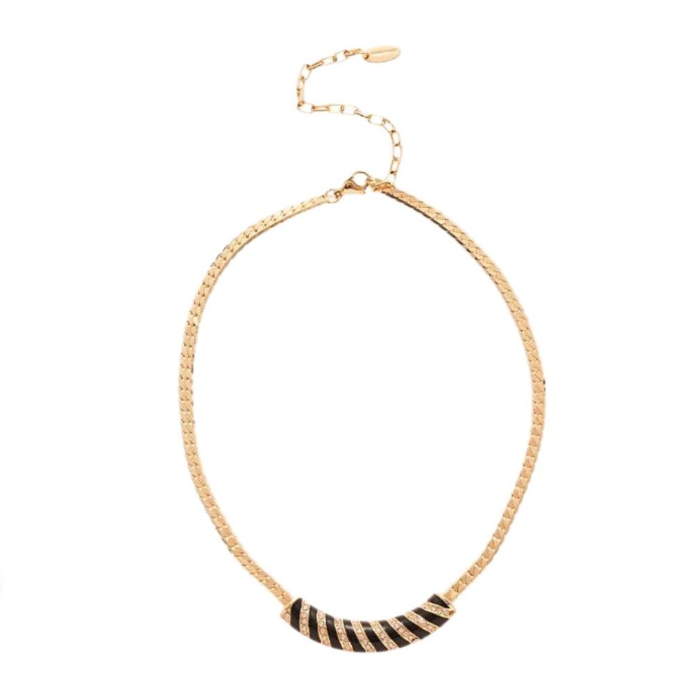 Choker Chain Embedded Stripe Necklace Geometric Style Vintage Necklace Women Girls