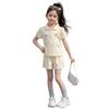 Girls' Short-sleeved T-shirt Set For Summer Children's Casual Embroidered Polo Shirt Set