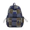 Sac à dos à carreaux rétro pour femme Sac d'école pour étudiant