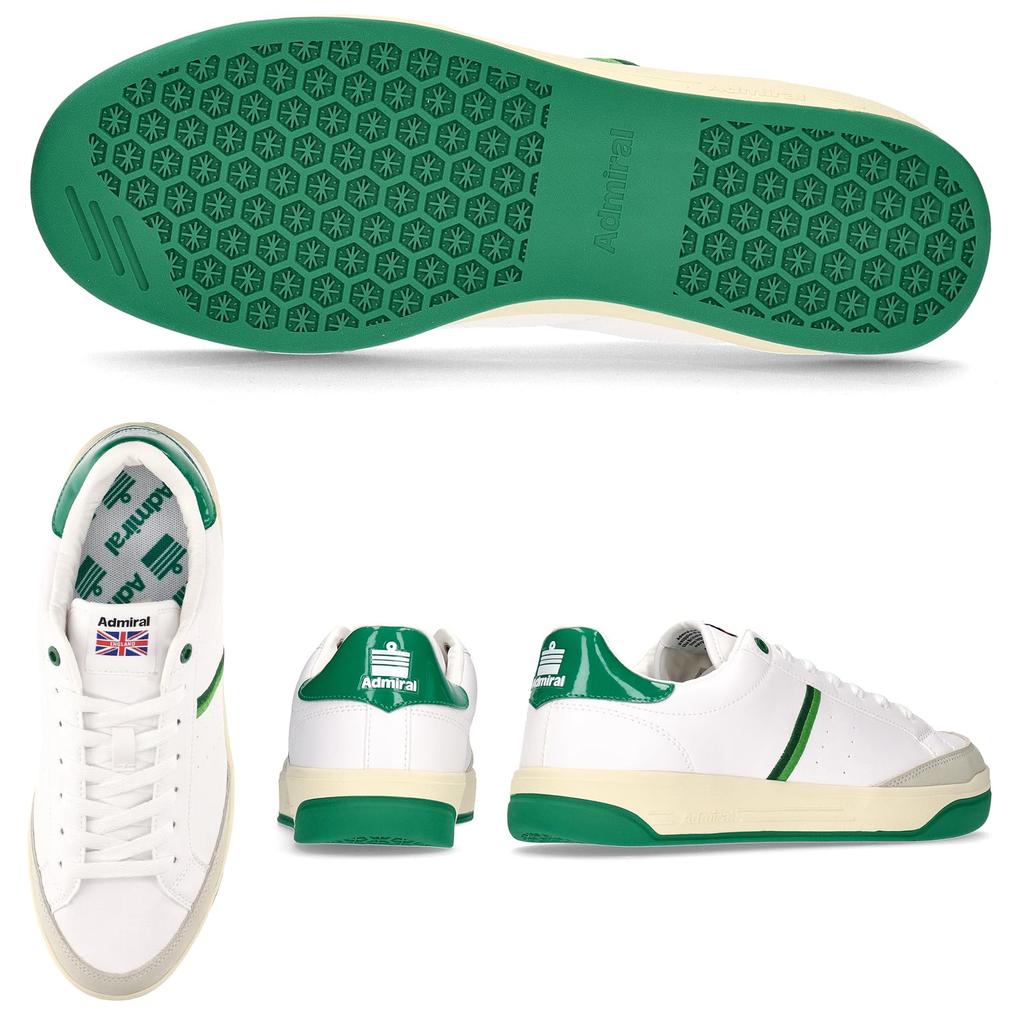 Admiral MERTON AD826 Men's Sneakers, White/Green, Size 26.5cm