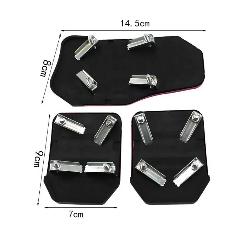 Universal Car Pedal Cover Set - Aluminum Non-Slip Brake/Fuel/Gas Pads for Automatic Transmission (Red/Blue/Silver)