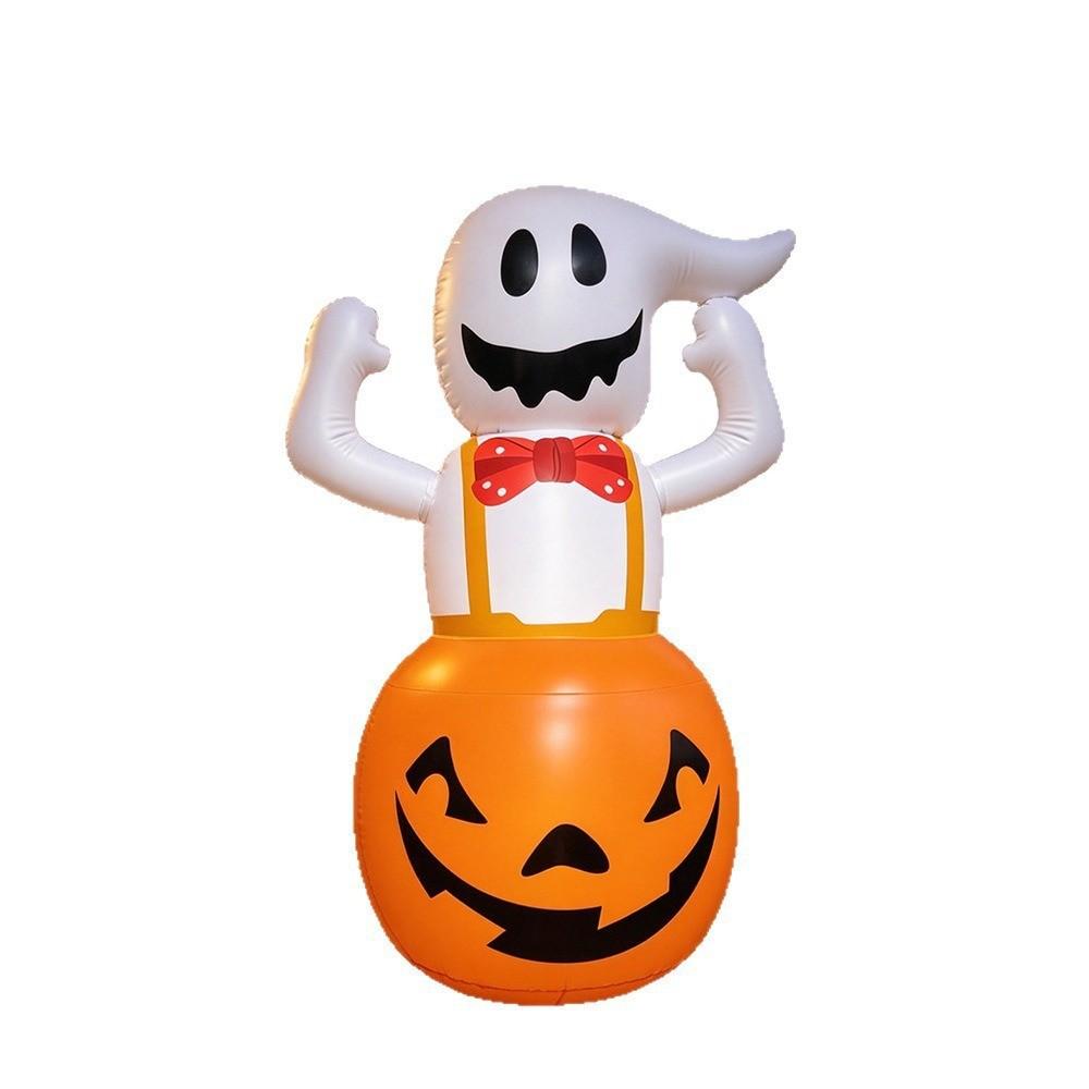 Inflatable Halloween Ghost and Pumpkin Decoration Large Standing Air-Filled Yard Ornament for Indoor Outdoor Seasonal Display