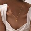 Stainless Steel Plated 18K Gold Small Square Chain Three-Dimensional 26 Letter Pendant Necklace Fashion Jewelry Nc-1958