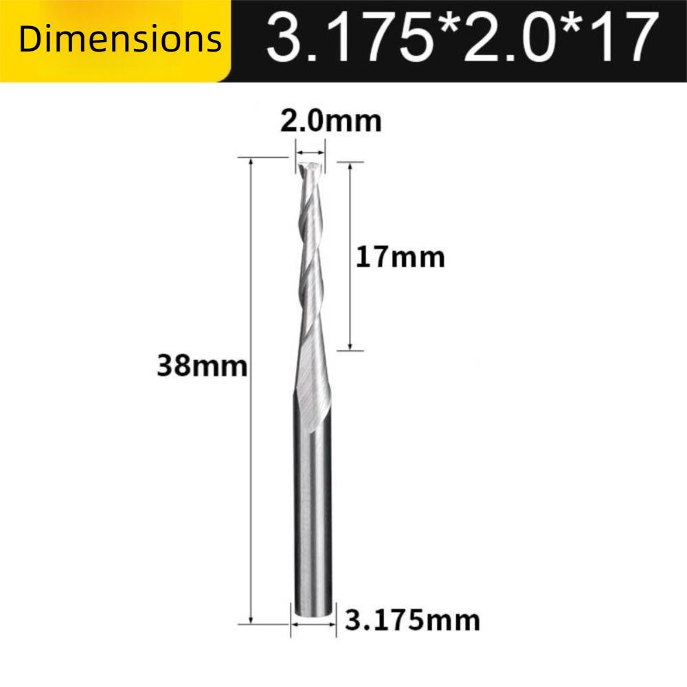 2 Flute Wood End Mill 1/8"(3.175mm) Shank Up Cut Carbide Spiral Cutters HRC45 2.0-3.175mm CNC Router Bit CNC Machining