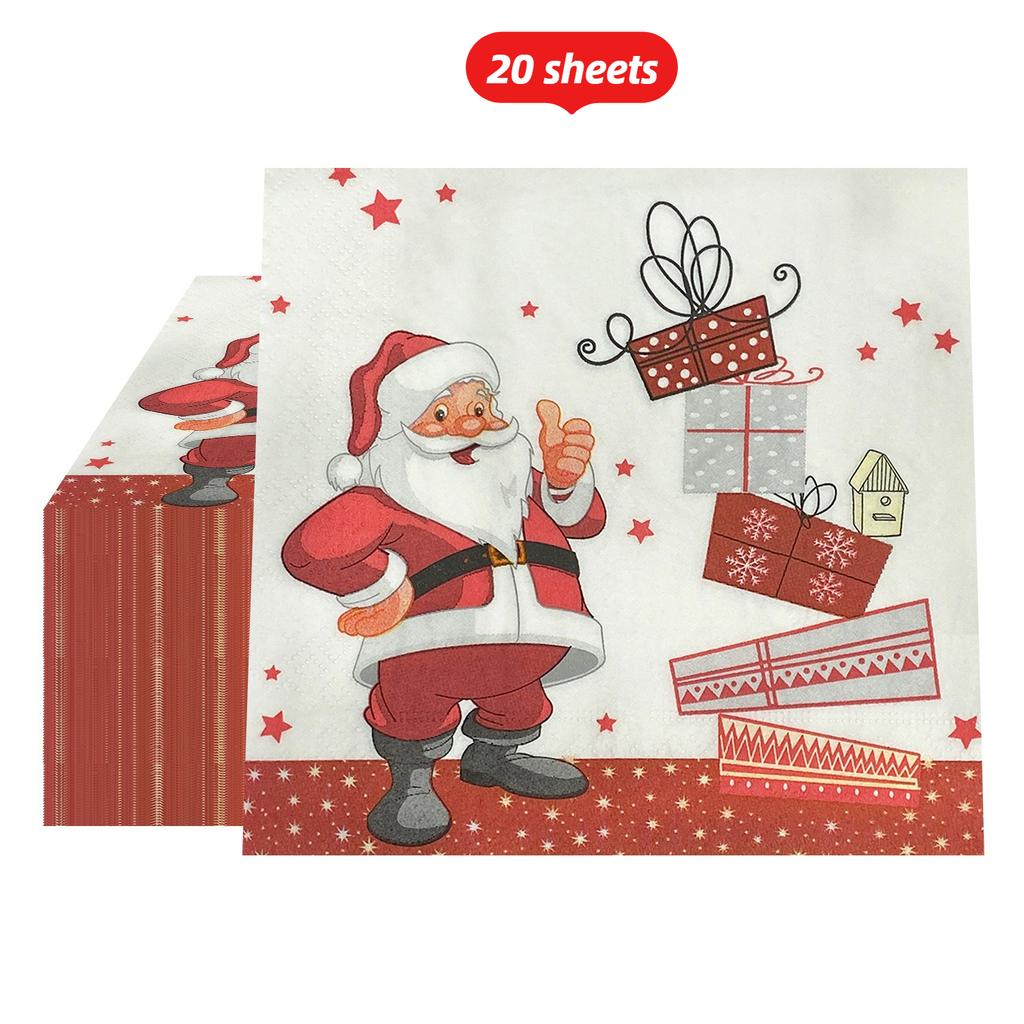 20/40/60pcs Christmas Party Napkins - Santa Claus,Holiday Table Decorations - Disposable Dinner Napkins for Christmas Dinner