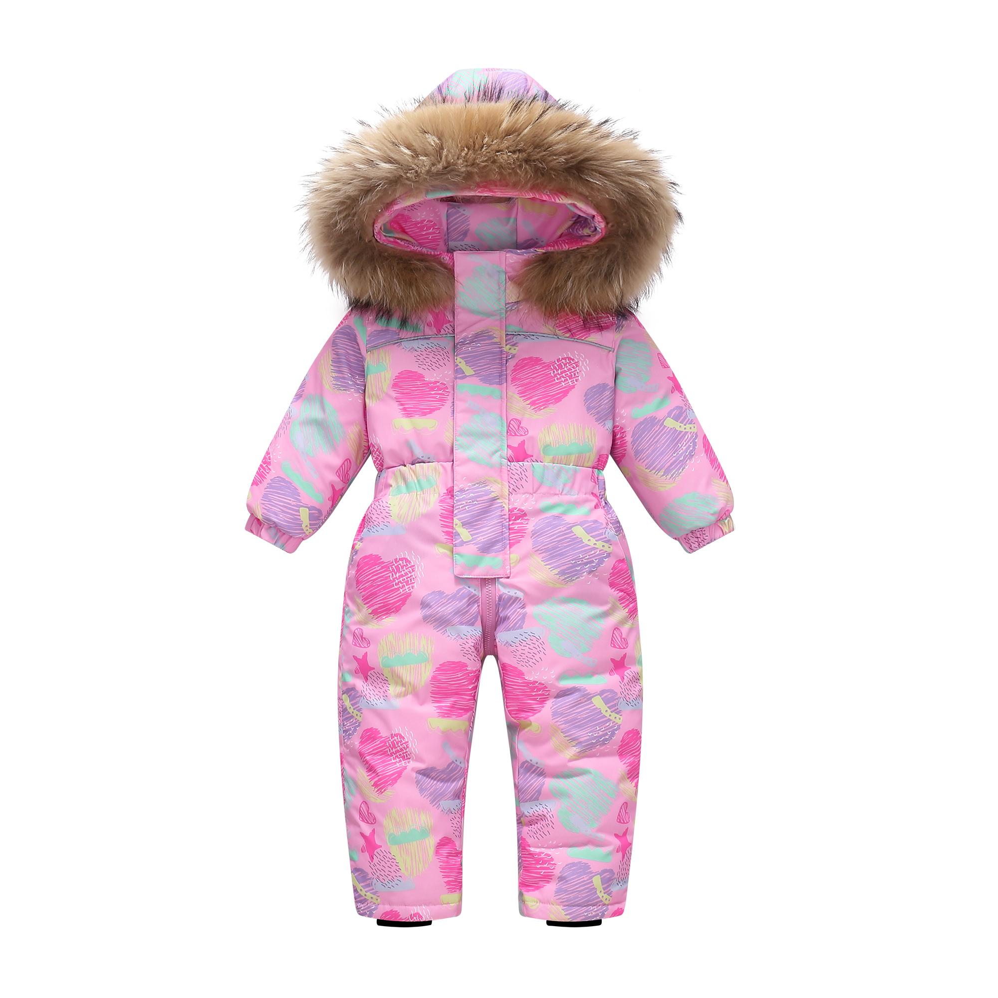 

Детский пуховый зимний комбинезон для мальчиков и девочек – 90% пух белой утки, цельный зимний комбинезон с капюшоном, водонепроницаемый, 1–6 лет 120