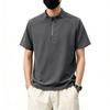 [BUTMYJ] Men's T-Shirt, Short Sleeve, Half-Zip, Summer Wear, Stand Collar, Casual Pullover, Plain, Simple, Popular Fashion, Sports Short Sleeve Polo S