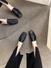 Women's Square Toe D'Orsay Flats - French Retro Soft Leather Slip-On Loafers