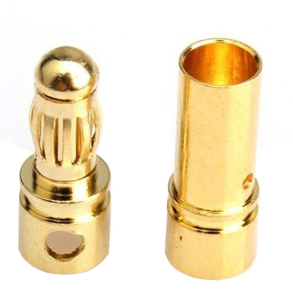 3.5mm Gold Connectors, MaleFemale Plugs for ESC Motors (100 Pairs)