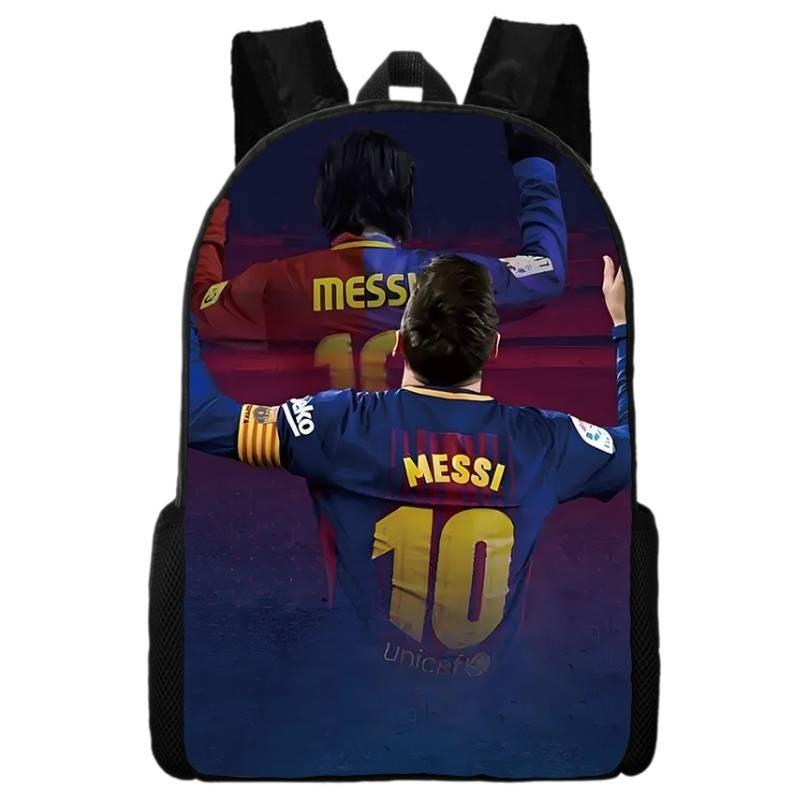 2024 New Mbappe Messi Ronaldo Neymar Football Print Backpack Lunch Bag Pencil Case Set Durable Polyester Cute Geometric Design