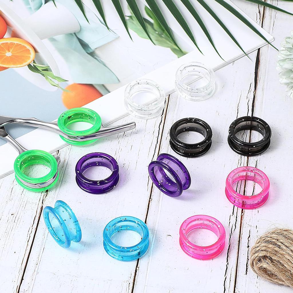 12 PCS Scissors Finger Rings Soft Silicone Scissors for Pet Grooming Scissors Accessories for Animal Hair Cutting Thumb erts Finger Protector Ring