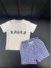 Toddler Girl Easter Outfit: Rabbit Embroidered Top & Plaid Shorts