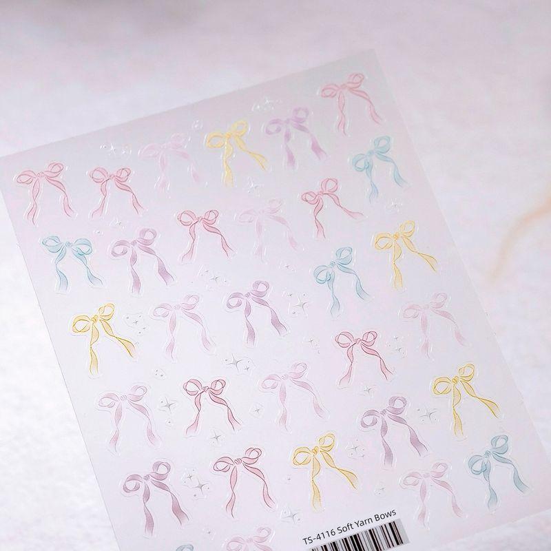 

Qiji Colorful Bows Streamer Nail Stickers Waterproof Nail Sticker Decorative Decals Ornament 4116 TS-4116 (flat thin tough)