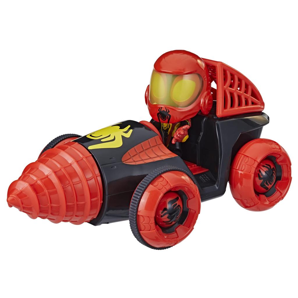 Hasbro Marvel Spidey en Vrienden Web Spinner met Boor Spinner Miles met Auto en Actie Leeftijden F7253 Morales Spider-Man, Accessoires, 4-inch (10 cm)