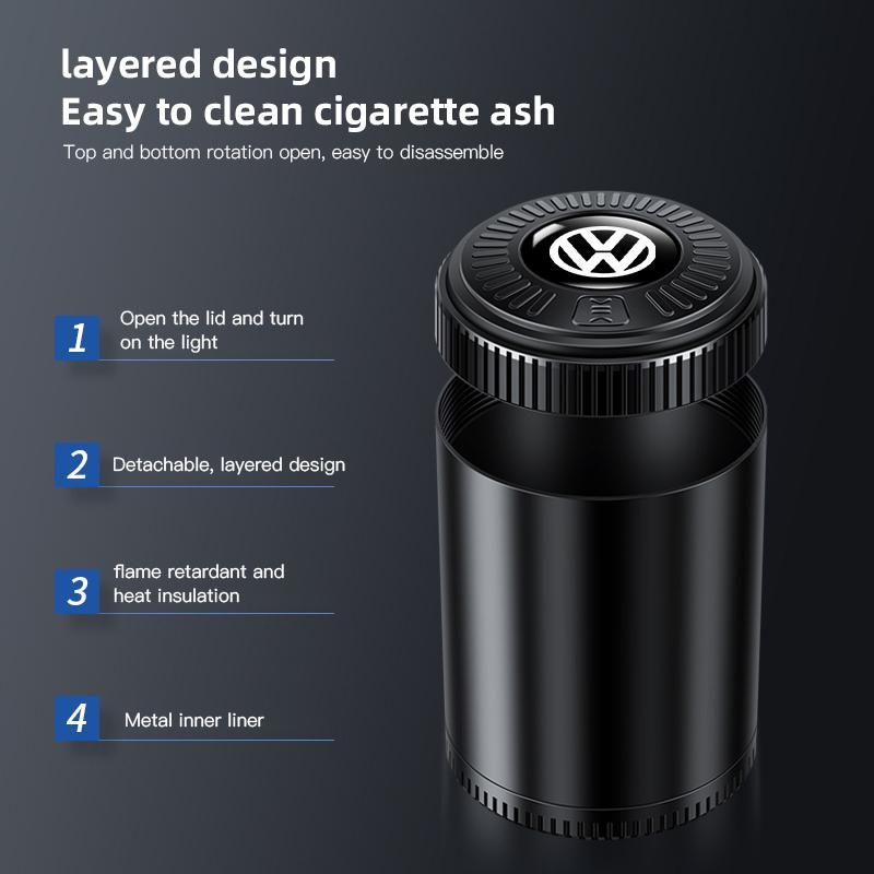 Car Ashtray One Touch Open Portable Ashtray Cup Auto Interiors For Volkswagen VW RLine R Golf Amarok T5 Phaeton ID3 Polo Magotan