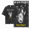 DoberUnisex Dog Vintage Graphic Printed Washed Distressed Big Size Black Cotton Unisexs Retro TShirt G