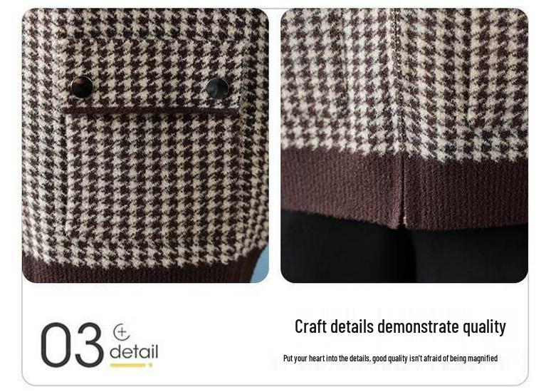Women's Korean Houndstooth Hooded Coat - Fashionable, Age-Reversing, Casual Top for Autumn and Winter