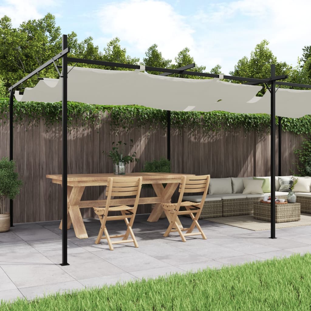Pergola with Sliding Roof Cream 589 X 292 X 230 Cm