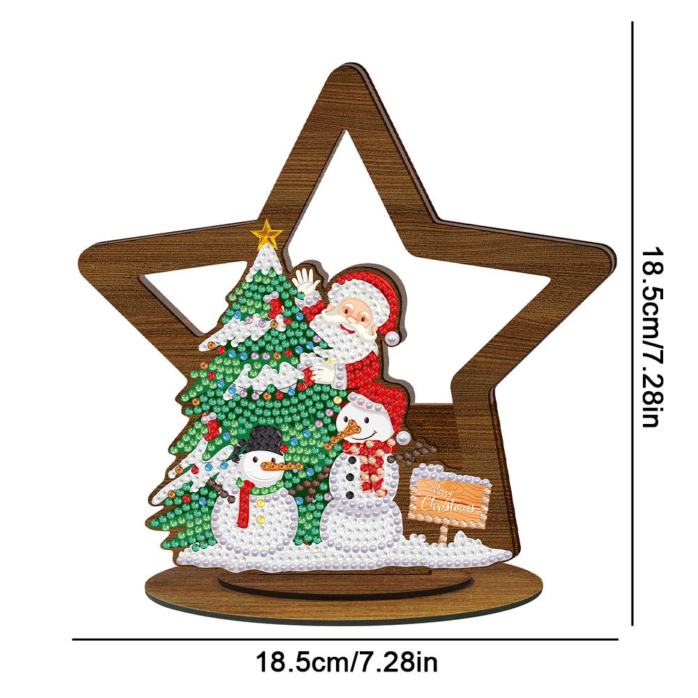 

Christmas Diamond Painting Tabletop Ornaments Kit Wooden Table Top Diamond Painting Ornament Kits For Home Office Desktop Decor
