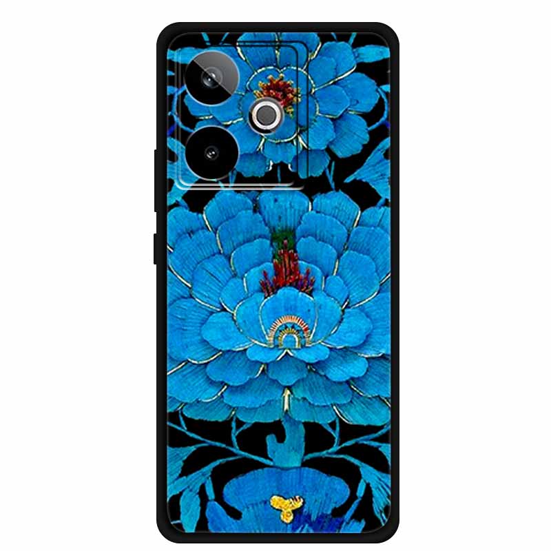 For Realme GT7 3D Relief Phone Case Emboss Flower Back Cover Black Silicone Shockproof Soft Protector 6.8" Realme GT 7T 7 T Capa