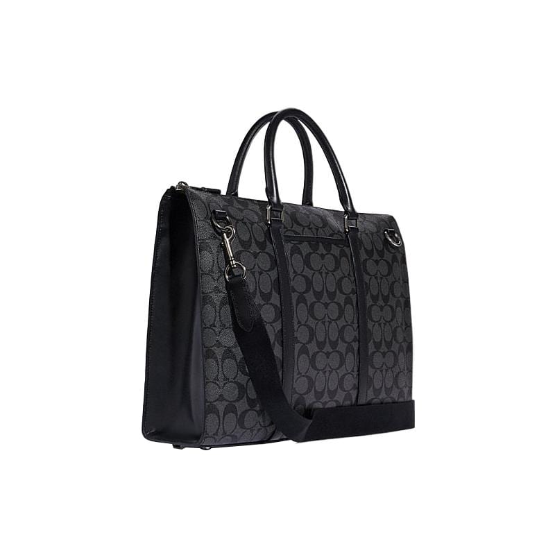 COACH Graham PVC Briefcase, Portable Crossbody Bag, Shoulder Bag Large Men's Black CE440-QBCHR