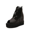 Women's Sweet Lace Peep Toe Wedge Sandals with Hidden Heel