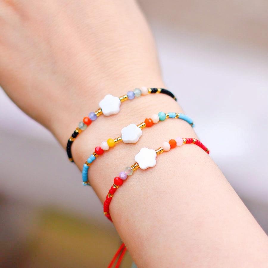 12Pcs/Pack  Bohemia String Bracelet For Women Girl Handmade Braided Shell Braslet Premium Weaven Seed Beads Braclet Beach Joias