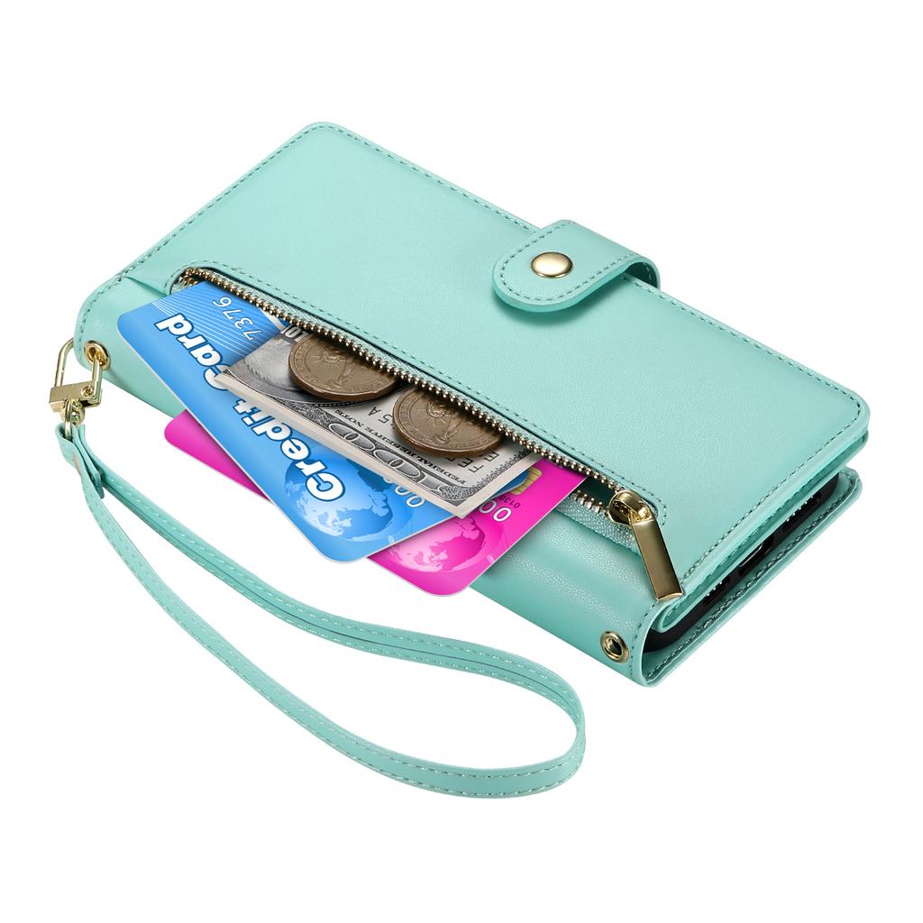 DF-011 For Xiaomi 14T Case Zipper Pocket Wallet Leather Phone Cover with Straps