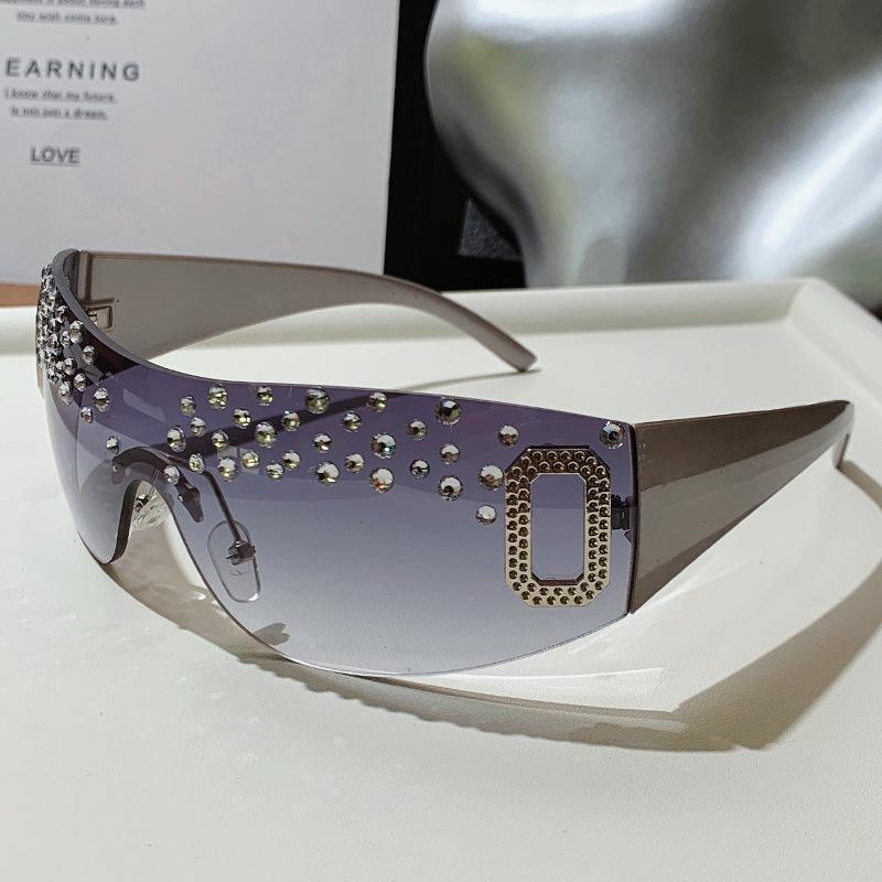 New Fashion Handmade Diamond Women's Large Frame Sunglasses Frameless Diamond Sunglasses Fashion Square Sunglasses