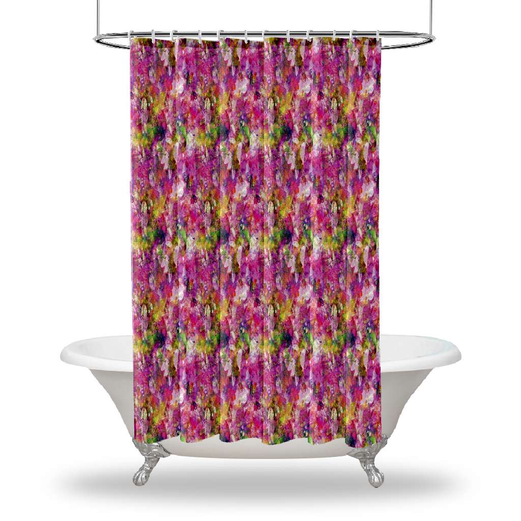 

Занавеска для душа с принтом листьев / водонепроницаемые занавески для душа для украшения вашей ванной комнаты - солнечный свет сквозь листву фуксия желто-зеленый