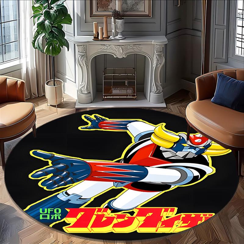 1pc UFO Robot Grendizer2 Print Round Carpet Chair Round Carpet Suitable for Bedroom Living Room Home Decorative Carpet