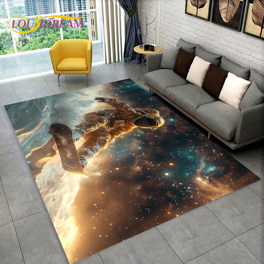 Astronaut Dream Universe Spaceman 3D Outer Space Cartoon Rug Carpet for Living Room Bedroom Decor,Non-slip for Sofa Doormat Kids