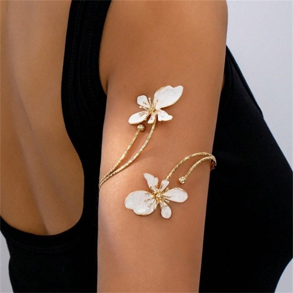 Emaille Glas Offener Armreif Verstellbares Armband Exquisites Blumenarmband Geschenk