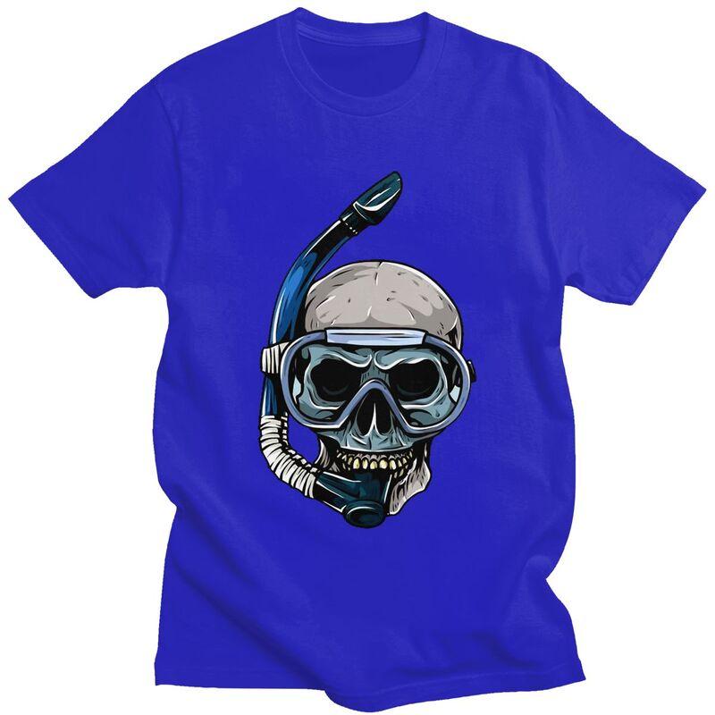Custom Dive Diver Scuba Diving Skull T Shirts for Men Pure Cotton Tees Tshirt Short Sleeve Tshirt Clothes