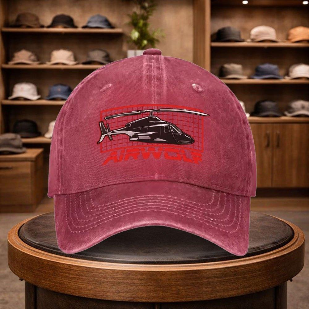 A Stylish Airwolf Printed Baseball Cap Perfect for Casual Outings This Adjustable Hat Is Suitable for All Seasons And Ideal Fo