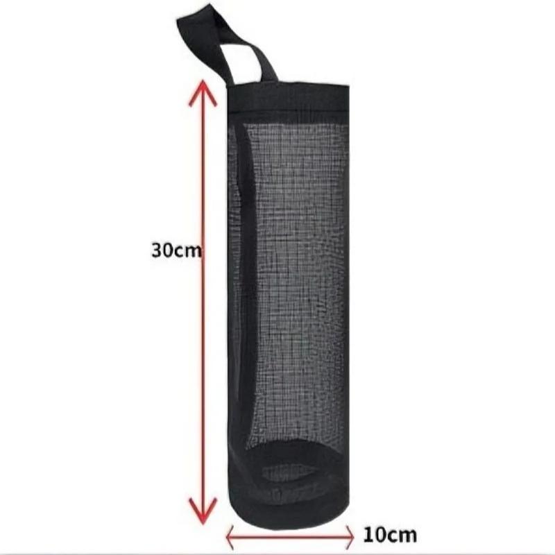 Wall-Mounted Trash Bag Holder Plastic Shopping Bag Storage Magic Net Pocket Kitchen Door Back Storage Organizer Polyester Fiber
