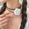 Elegant Sweet Camellia Choker Neckband Flower Collar Necklace Vintage Choker Long Lace Up Necklace Fashion Jewelry