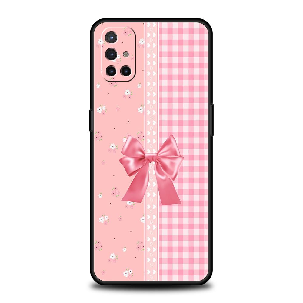 Phone Case For Oneplus 13R 12R 13 12 10T 10R Nord N100 N200 N10 10 9 9R 9RT CE 2 Z Pro Soft TPU Cover Bow-Knot Pink Bow Pattern