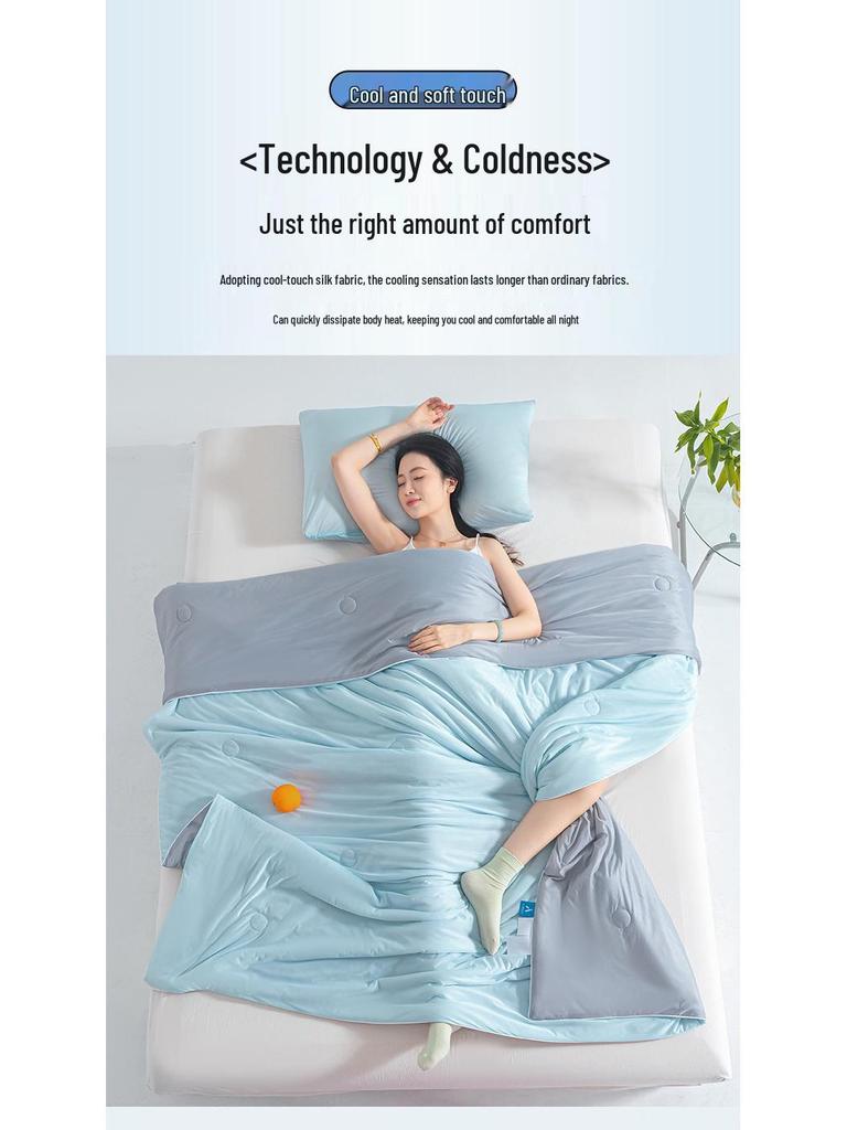 2025 A-Class Mica Cool Silk Summer Air Conditioning Quilt - Luxury Solid Color, Double Spliced, Washable