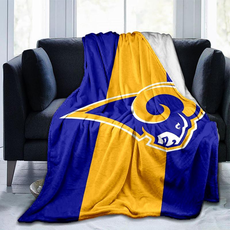 Rams Team Spirit Printed Throws Blanket Soft Flannel Blankets for Couch Bed Gifts for Men Women Picnic Blanket Christmas Gifts