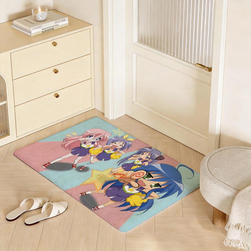 Anime L Lucky Star Floor Mat Eco Flannel Doormat Non Slip Odorless Indoor Floor Rug Soft Short Plush Home Mat