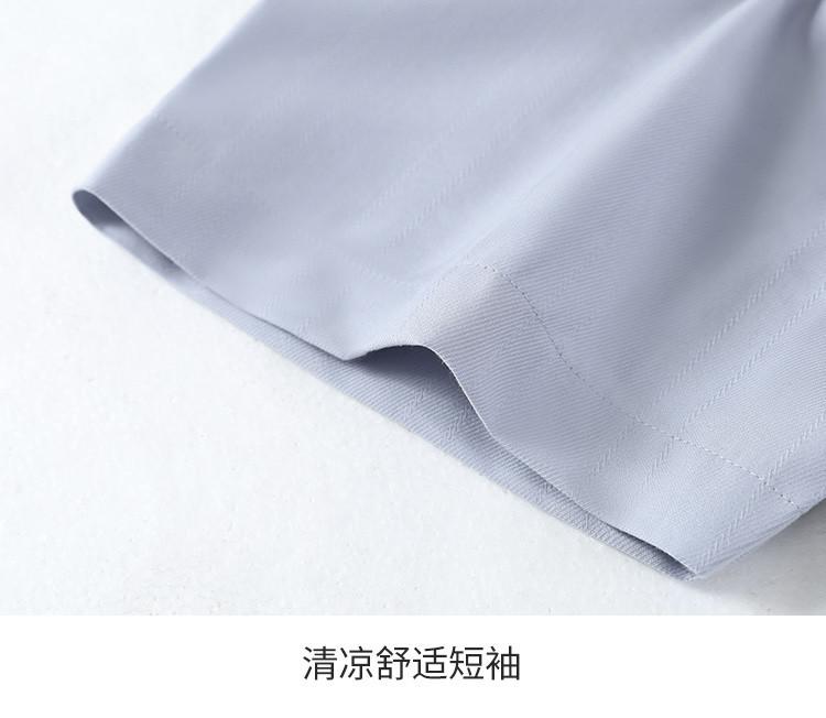 Summer Jacquard Short Sleeved Shirt with Tencel Cotton and Mulberry Silk for Men and Middle Aged Business and Leisure Half Sleeved Shirt